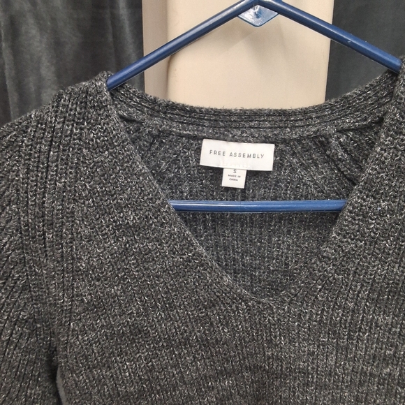 Gray V-Neck Women's Sweater - Picture 11 of 11